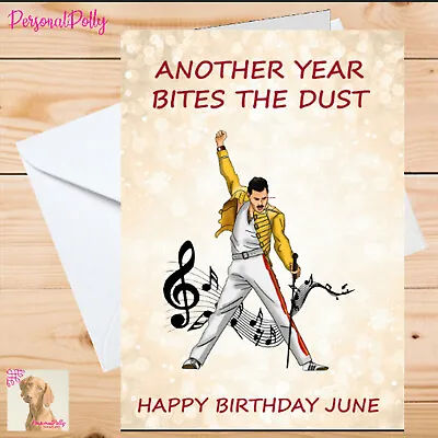 Personalised Freddie Mercury Card Birthday Inspired Queen Bites The Dust Music • £2.82