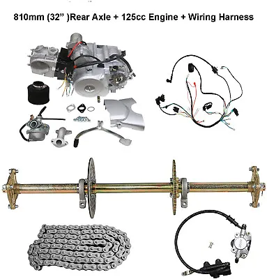 32  ATV Quad Go Kart Rear Axle Kit + 125cc Semi Auto Electric Start Engine Motor • $598.58