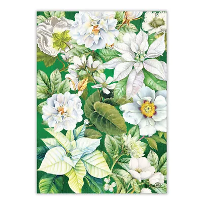 Michel Design Works Cotton Kitchen Tea Towel Holiday Winter Blooms - NEW • $10