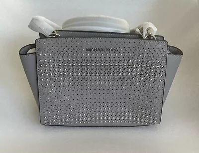 Michael Kors Grey Silver Selma Stud Medium Messenger Bag • $164.99