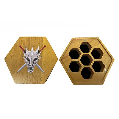 Seven Seas Pirates Dragon Hexagon Wooden Display Dice Box With Magnetic Lid • $22.22