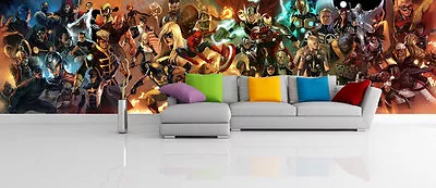 Marvel Comics Characters Superhero Full Wall Mural Photo Wallpaper Home Dec Kids • $83.47