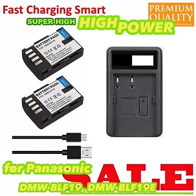 2 Battery + Charger For Panasonic DMW-BLF19E BLF19 Lumix DMC-GH3 DMC-GH4 DMC-GH5 • $52.66