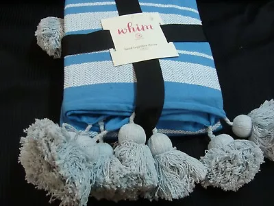 NWT Martha Stewart WHIM Blanket Lg Tassel Throw Band Together Blue 50''x 60'' • $19.99