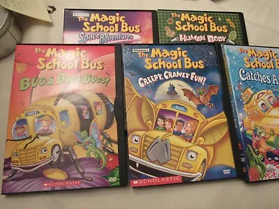 LOT OF 5 PRE-OWNED MAGIC SCHOOL BUS-SCHOLASTIC DVD's -2000's  BASED ON TV SHOW • $28.99