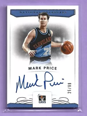 2017-18 National Treasures Mark Price On Card Auto Cleveland Cavs 25/99 Jersey # • $0.99