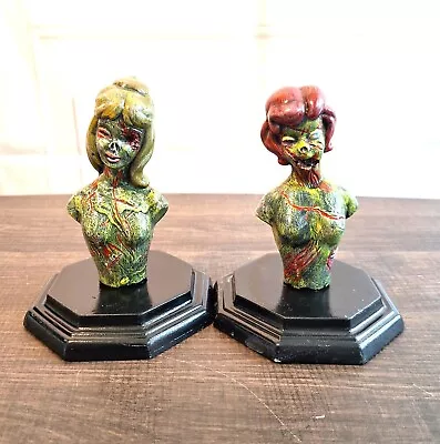 Two Small Female Monster Bust Signed - Zombie - 5.5  Tall - Handmade • $5
