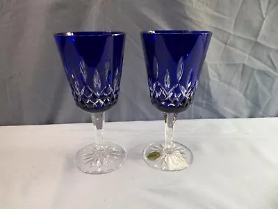 $299.99 • Buy Set Of 2 Waterford Crystal Cobalt Blue Lismore Prestige Water Goblets