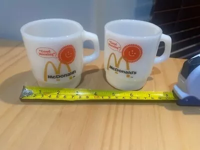 2 Vintage McDonalds Fire King Milk Glass Coffee Mug Good Morning Anchor Hocking • $12