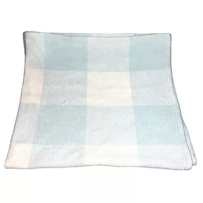 Martha Stewart Baby Blanket Blue White Check Patches Woven Cotton 40”x35” • $39.99