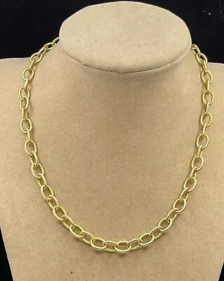 Judith Ripka Cable Link Choker Necklace Adjustable 16 Inch Gold Vermeil Plated • $199.99