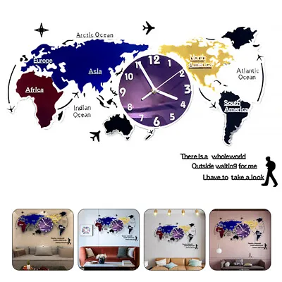 £37.59 • Buy World Map Wall Watch World Map Wall Clock Digital Wall Clock Retro Clock Movemen