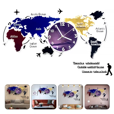 £37.59 • Buy World Map Wall Watch World Map Wall Clock Digital Wall Clock Retro Clock Movemen