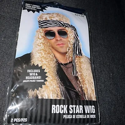 80s Hair Band Wig Adult Mens Heavy Metal Rocker Halloween Costume • $18