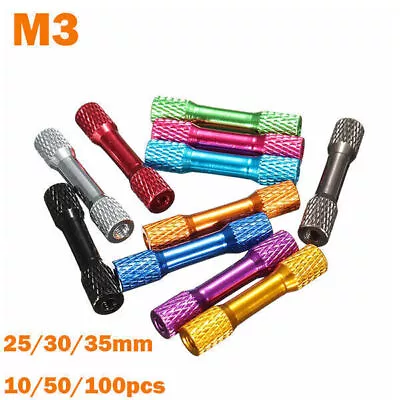 M3 25/30/35mm Aluminum Alloy Color Knurled Standoff Spacer Nut Bolts For FPV RC • $9.01