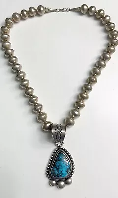 “Collectors Item”Native American Ernest Roy Begay Pendant/Pearls Necklace • $750