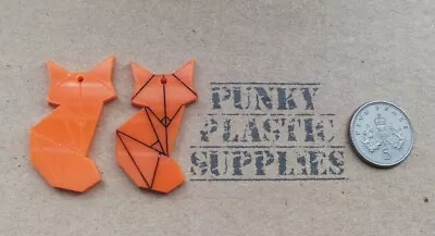 3x Origami Fox Laser Cut Acrylic Charms/pendants/cabochons/jewellery Making • £2