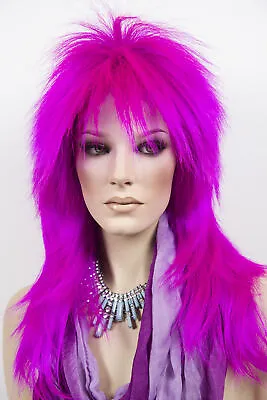 Hot Purple Medium Straight Costume Men Wig • $52.99