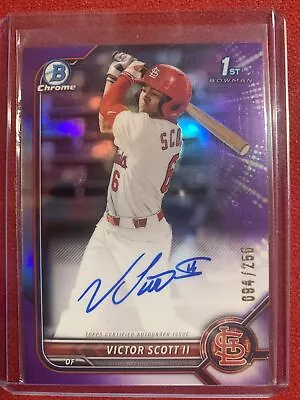 2022 Bowman Chrome Draft Victor Scott II Auto Purple Refractor /250 #CDA-VS... • $149.99