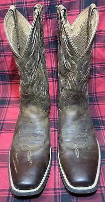 Ariat Sport Herdsman Mens Brown Leather Pull On Cowboy Western Boots Size 13D • $89.99