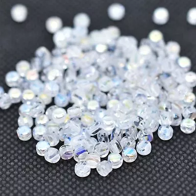 Kalos® Par Puca® (50 Beads) 2-Hole 4x3mm Drum Shape - Crystal AB - Czech Glass • $2.89