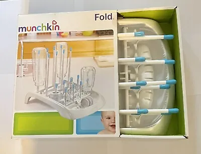 MUNCHKIN FOLD-UP BABY Bottle Cups Pump Parts Drying Rack Drainer White/Blue. • $14