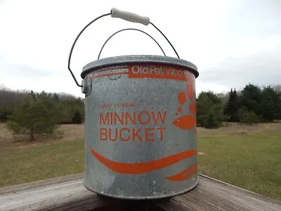Vintage Old Pal/Woodstream Galvanized Floating Minnow Pail Bucket & Bait Can USA • $24.99