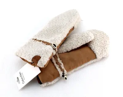 CALVIN KLEIN One Size Faux Shearling & Faux Suede With CK Logo Mittens MSRP $48 • $29.99