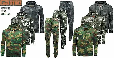 Mens GAME Army Camo Camouflage Hoody Tracksuit | Hoodie | Zipper | Joggers  • £17.95