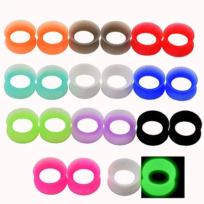11 PAIR SET Soft Silicone Ear Tunnels Plugs Gauges Earlets Body Piercing 2g--1  • $10.59