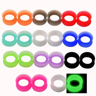 $9.99 • Buy 11 PAIR SET Soft Silicone Ear Tunnels Plugs Gauges Earlets Body Piercing 2g--1 