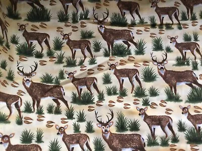 Cabin Deer Nature “Riverwoods” Cotton 43/44” Wide Fabric By The Yard Troy Corp • $5