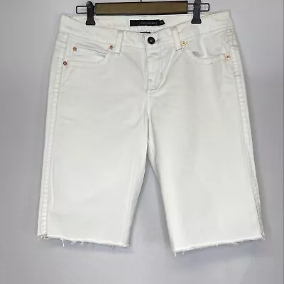 $12.88 • Buy Calvin Klein Denim Shorts 32 White Raw Hem Bermuda 5 Pocket Womens Ladies Jeans