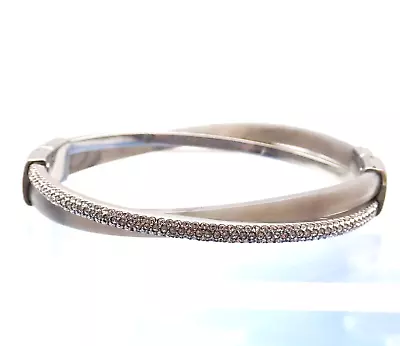 Michael Kors MK Micro Pave Rhinestone Gray Tortoise Resin Twisted 6 1/2  Bangle • $99.95