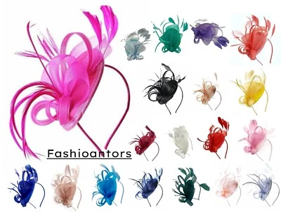 £14.99 • Buy Feather Flower Sinamy Curl Headband Hat Fascinator Lady Day Wedding Royal Ascot