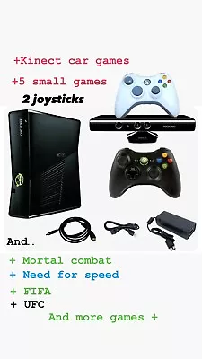 Microsoft Xbox 360 With Kinect Black Console Games Included. 2 Joystick • $150