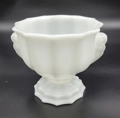 Shabby Chic Vintage E.O. Brody Co Milk Glass Urn Shaped Vase Planter W/Handles • $19.50