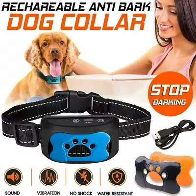 Dog Anti Bark Stop Collar Barking Sound & Vibration Adjustable S/M/L 3 Shell HP • £10.99