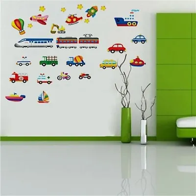 £8.99 • Buy Train Car Helicopter Bus Bulldozer Removable Wall Sticker Boy Kids Decal TCE 