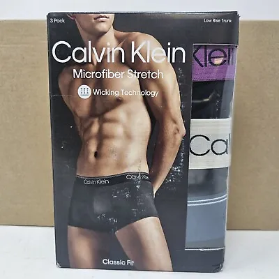 NEW Mens Calvin Klein 3-Pack Classic Fit Microfiber Stretch Low Rise Trunks • $21.99