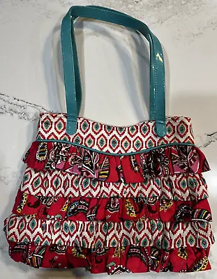 Vera Bradley Cha Cha Handbag: “Call Me Coral” With Blue Straps (retired) • $10