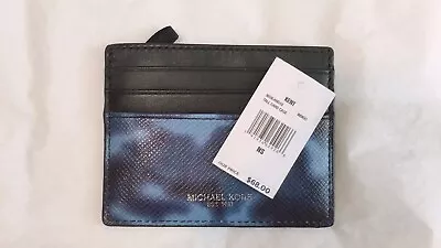 NWT Michael Kors Men's Warren Leather Tall Card Case Wallet Ocean 36S9LKND1U • $20.79