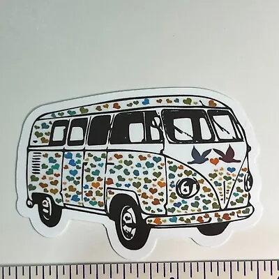 $4.25 • Buy Doves & Hearts VW Hippie Bus-  Vinyl Sticker Decal ThinkBomb Anything Free Ship