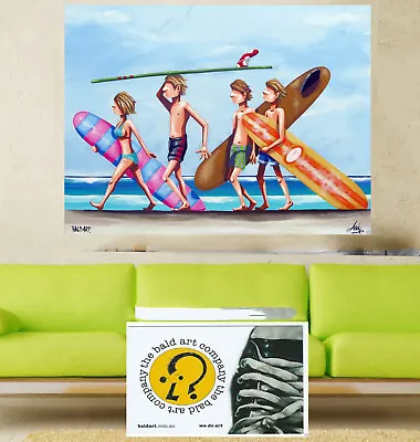 39  ART  BEACH SURF PAINTING  Andy Baker Bald Art Single Fin Fun Australia • $80.10