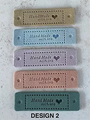 5 X Handmade With Love Faux Leather Clothing Label Tags UK SELLER • £2.50