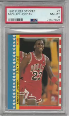 Michael Jordan 1987 Fleer Sticker #2 NM-MT PSA 8 Chicago Bulls • $250