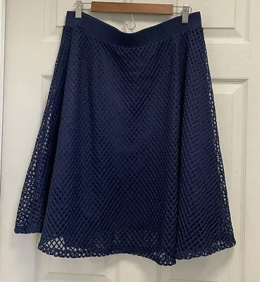 Woman’s Metro Wear Navy Blue A Line Maxi Skirt Zip Up Sz Large • $8.75