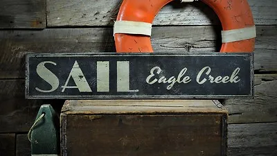 Custom Sail Boat Lake House Sign - Rustic Hand Made Vintage Wooden • $149