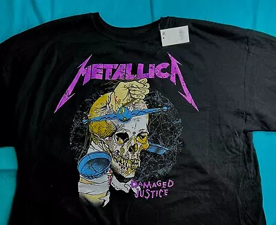 New Metallica Damaged Justice Skull Oversized Adult T-shirt Black  Small/medium • $16.99