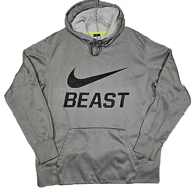 Nike BEAST Hoodie Men's Large Silver Therma-Fit Pullover Training Long Sleeve • $29.97